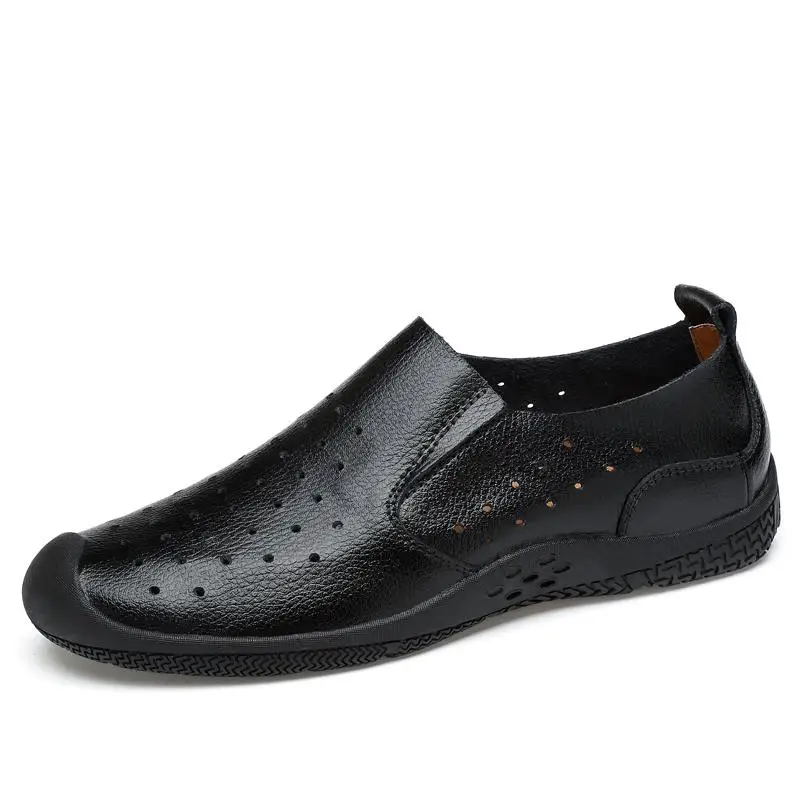 Новинка года; мужские деловые модельные туфли; дизайнерские туфли из натуральной кожи на плоской подошве; повседневные мужские туфли-оксфорды; модная свадебная обувь - Цвет: Black hollow