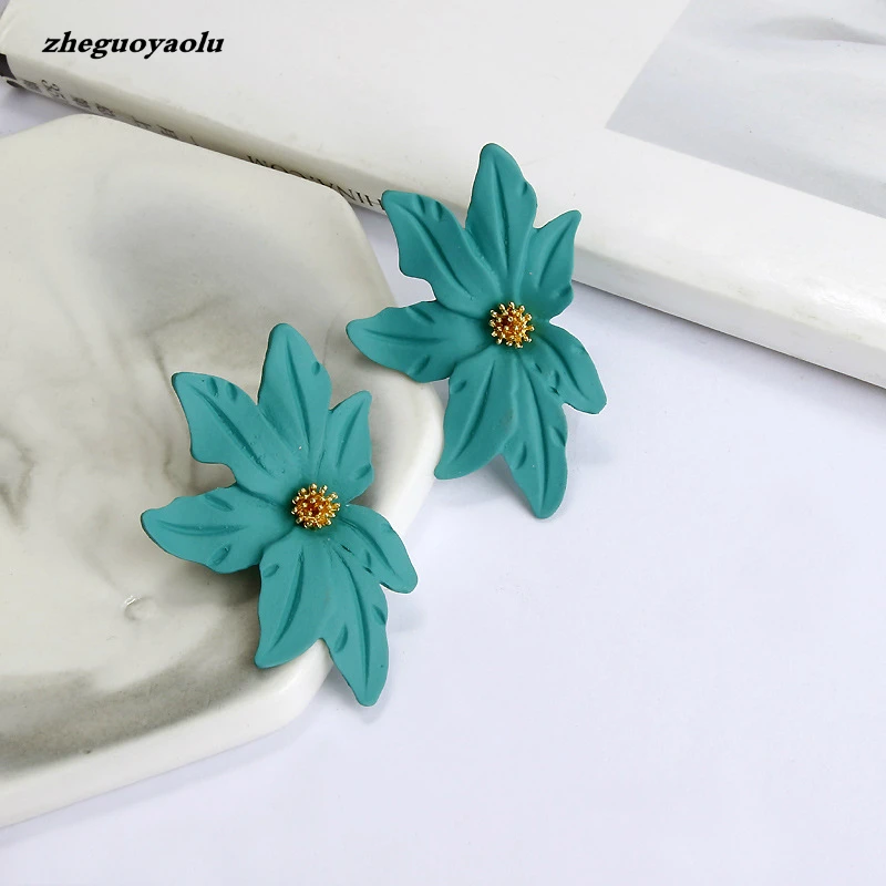 

Personality Versatile Temperament Flower Earrings Simple Net Red Earrings Girl Birthday Gift Jewelry Accessori Colorful Earrings