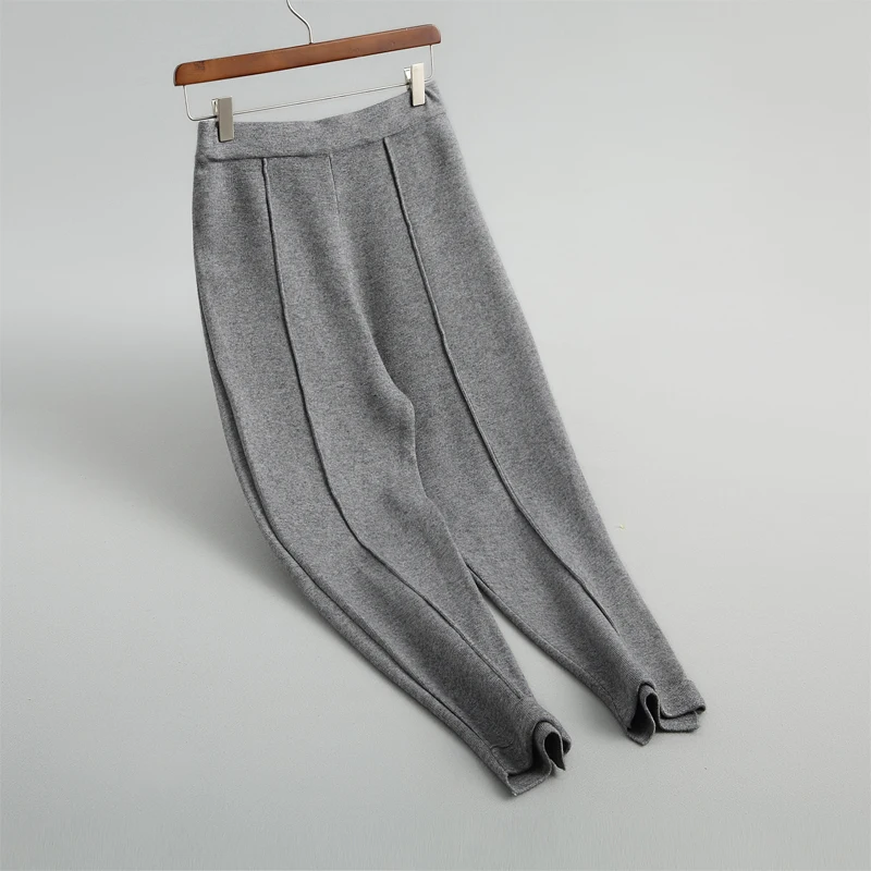 

Autumn Women's Pants Casual Solid Color High Waist Knit Pants