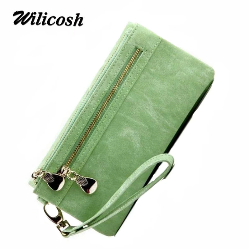 

New Fashion Women Wallet Coin Purse Matte PU Leather Double Zipper Long Wallet Ladies Day Clutch Card Holders monedero DB5693