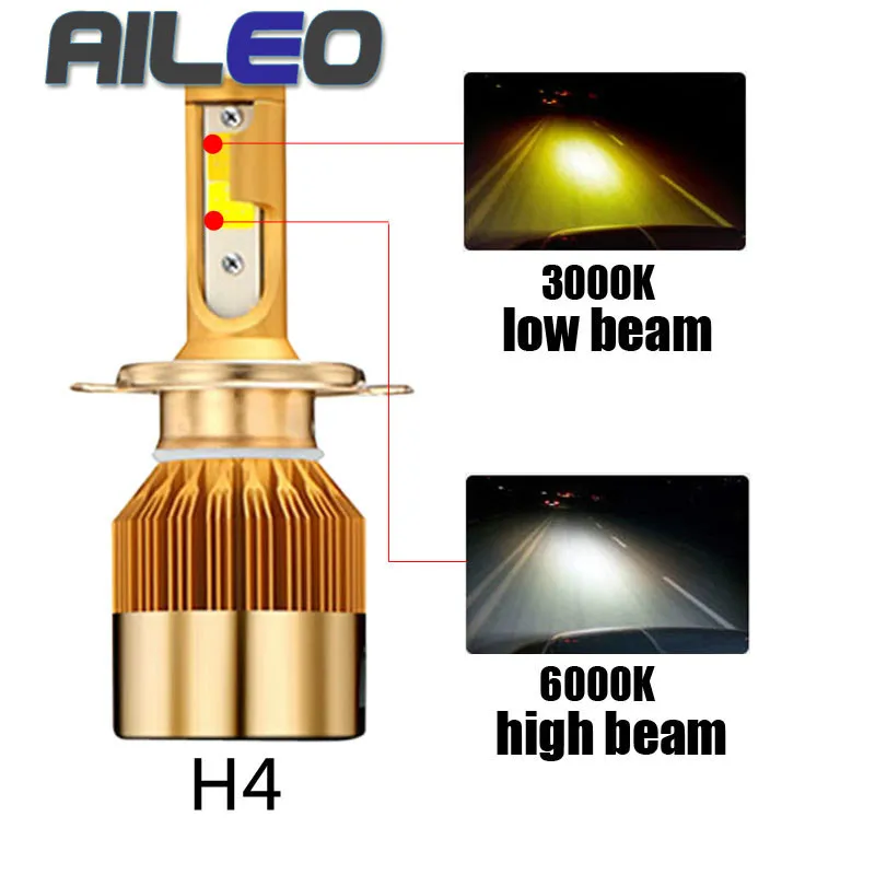 AILEO двойной цвет фар автомобиля H1 Led H3 H4 H7 H1 Led 3000 K 6000 K 10000LM H8 H9 H11 HB3 9005 HB4 9006 9012 авто фары