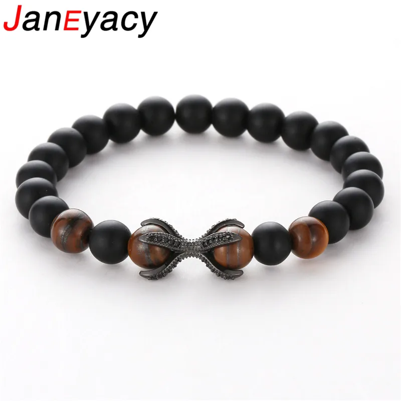 

Fashion Micro-set Black Zircon Four-corner Claw Bead Bracelet Men High Quality Natural stone Bracelet Women Pulseira Mulheres