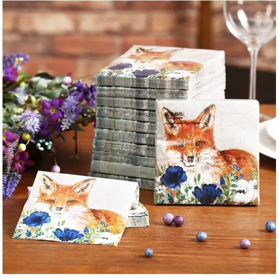 Cocktail paper towels animal dog napkins for party 25*25cm 3 ply