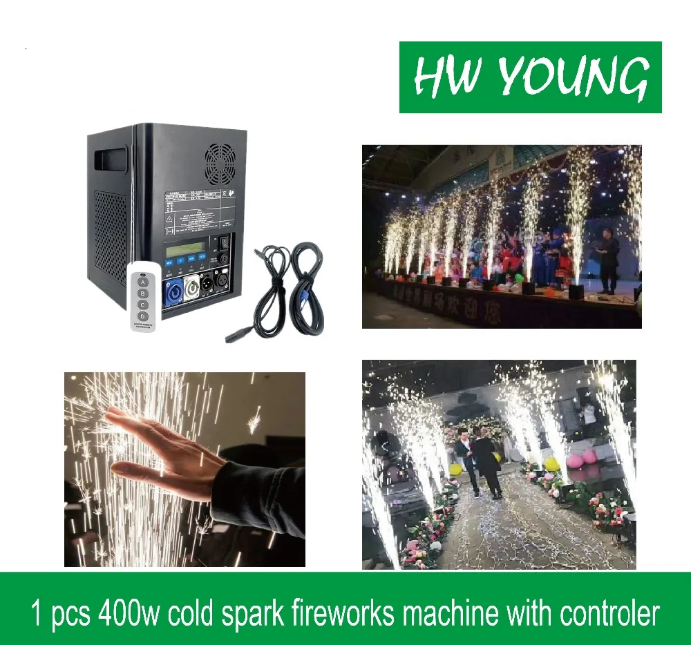 

HWyoung 1 pcs 400w Cold spark fountian fireworks machine DMX Remote Control Spark Effect Fountain Stage wedding DJ party effect