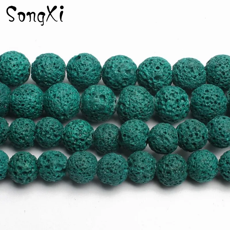 

Natural Stone Beads Green Lava Volcanic Rock Round Loose Beads for Jewelry Making DIY Necklace Bracelet 4/6/8/10/12MM 15 inches