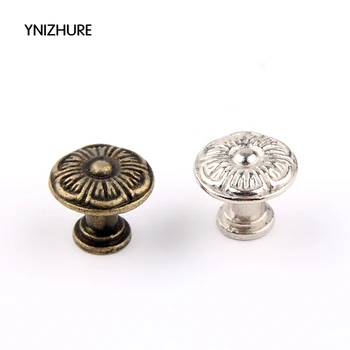 

YNIZHURE 30pcs 18*16mm Flower Bronze Silver Dome Antique Handle Drawer Pull Trim Single Hole Alloy Puxador Cabinet Knobs
