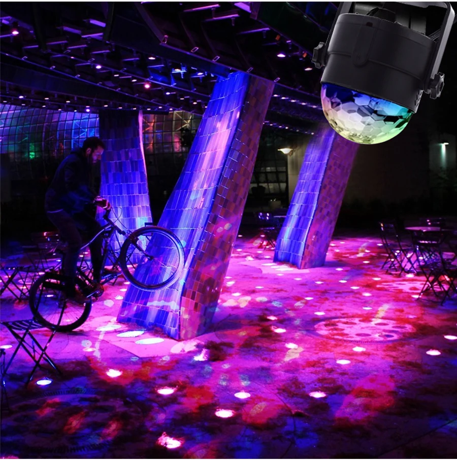 Светодиодный вечерние светильник s стробоскоп хрустальный шар 3 Вт RGB светильник звуковая активация танцевальный светильник ing для украшения диско-бар с пультом дистанционного управления