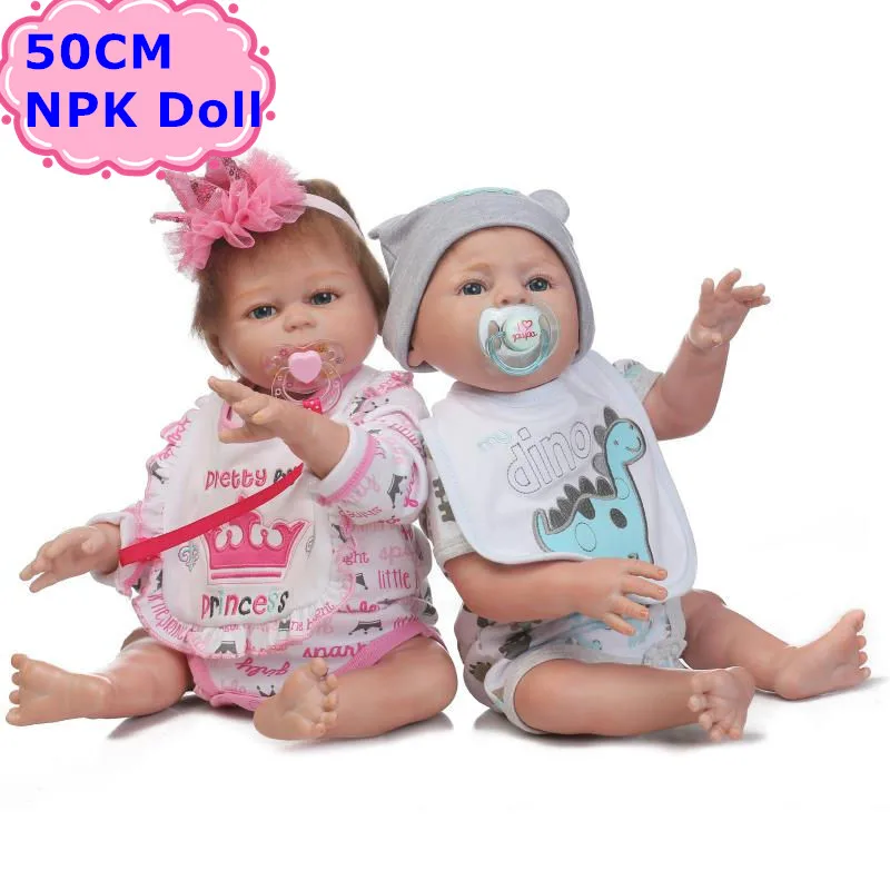 

50CM NPK Full Silicone Vinyl Reborn Bebe Dolls Real-Looking Newborn Boy&Girl Dolls Kids Bathe Toys Girl Play House Brinquedos