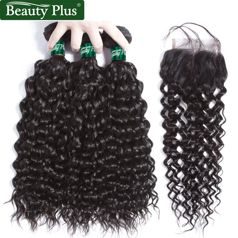 

Malaysian Water Wave Bundles With Closure Beauty Plus Ocean Wave Hair Weave With Closure Remy Human Hair 3 Bundles With Closure