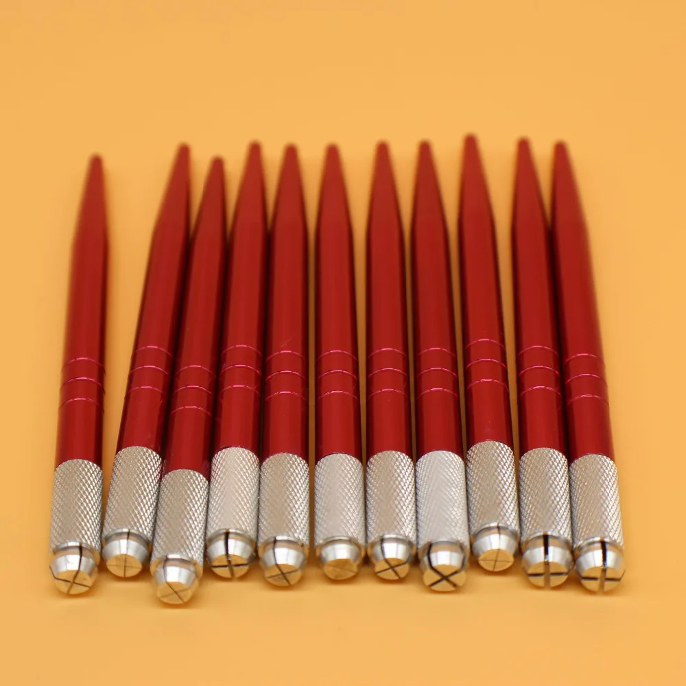 50Pcs Aluminum Alloy Manual Eyebrow Tattoo Pen For Permanent Makeup