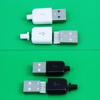 

cltgxdd micro USB 2.0 Connector Type A Male 4 Pin Plug Socket for DIY Custom Handmade Soldering With black Plastic Cover 4pin