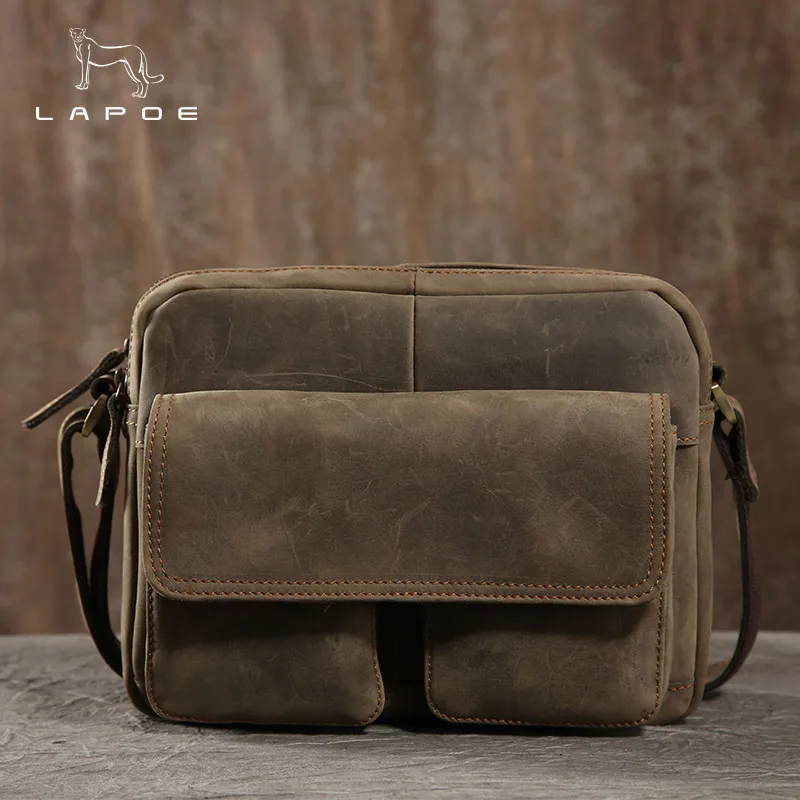 

Vintage Crazy Horse Leather Handbags Men's Male Genuine Leather Messenger Bags Men Travel School Bags Leisure Shoulder Bags