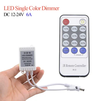 

DC 12V 24V 6A Wireless Mini Led Dimmer 10% to 90% Color Change With Remote Controller 12V Single Color Strips 3528 5050 Lights