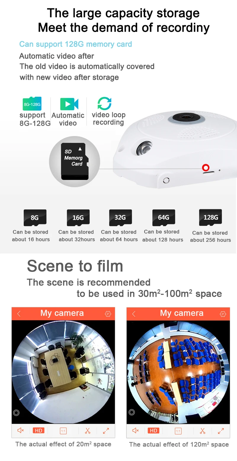 OUERTECH Full view wifi 360 градусов двухсторонняя аудио панорамная 1.3MP день/ночь wifi умная IP камера Поддержка 128g приложение YOOSEE