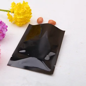 

Wholesale 8*12cm Open Top Black Plating Aluminum Foil Bags Heat Seal Vacuum Pouches Sugar Beans Storage Plastic Mylar Foil Bag