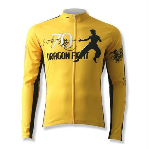 Kung Fu, классический желтый костюм, для езды на велосипеде, с длинным рукавом, с коротким рукавом, футболка для велоспорта, размеры S-XXXL - Цвет: Long Sleeve