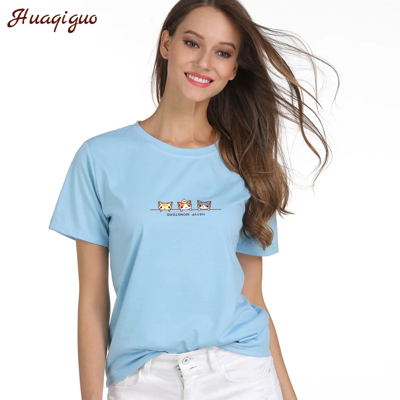 

Kpop Summer Harajuku Shirt Women Cartoon Japanese Kawaii Clothes Casual Female Basic T-shirt Funny Cat Tops Tee Camiseta Mujer