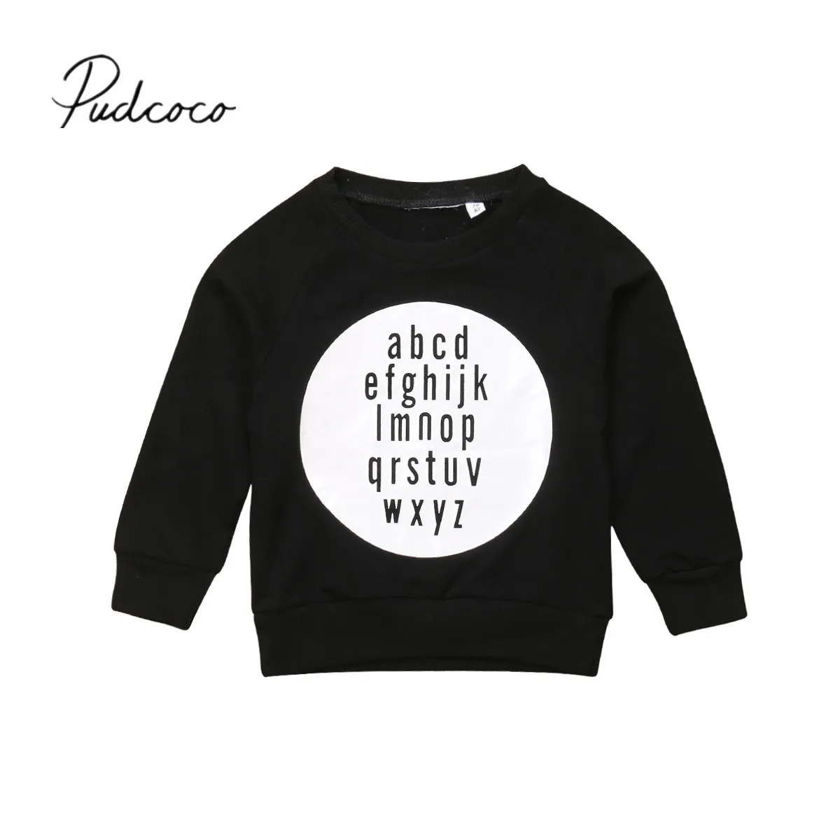 

2018 Brand New 1-6Y Toddler Baby Boy Girl Fashion Causal Autumn Winter Sweatshirt Tops Letter Long Sleeve Pullover Black Shirts