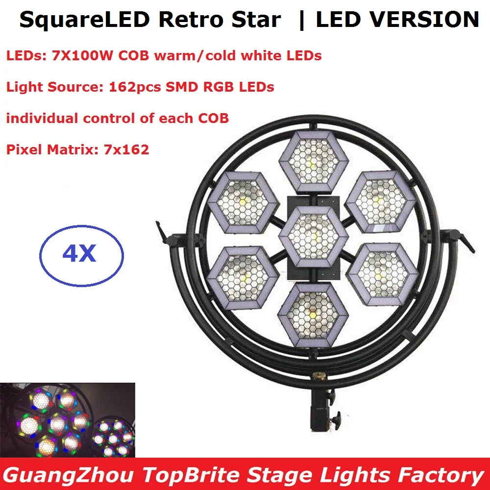 

4XLot Professional Stage Light LED Pixel Light 7X100W DMX 512 Retro Flash Light Dj Led Light Party Light Dj Contoller disko led