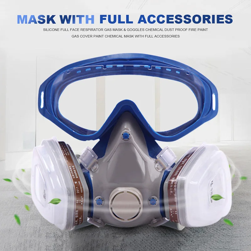 

Silicone Full Face Respirator Anti-dust Mask Goggles Chemical Dustproof Anti Fire Paint DJA99