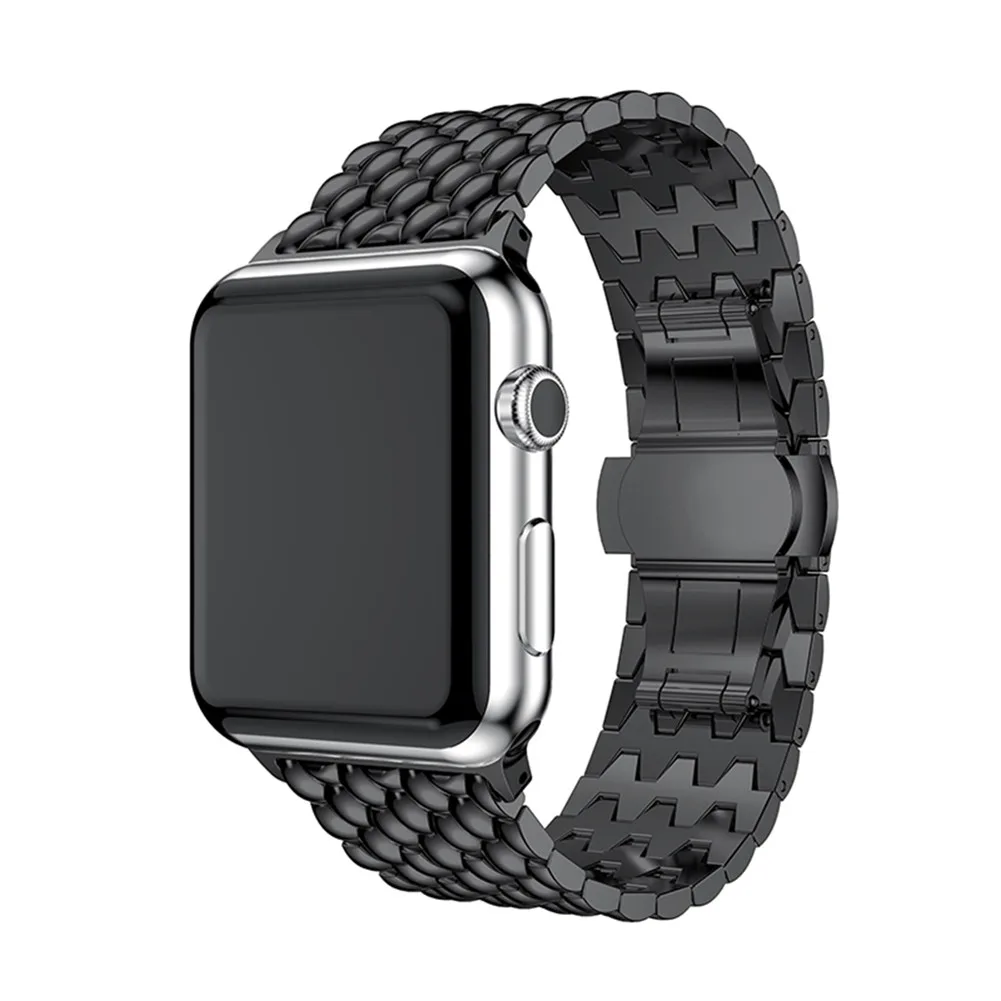 Подходит для Apple Watch Apple Dragon узор из нержавеющей стали ремешок iWatch цепь Бабочка Пряжка стальной ремень из нержавеющей стали Str