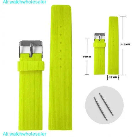 22mm Neon Yellow Color Silicone Jelly Rubber Ladies Watch Band Strap WB1071K22JB