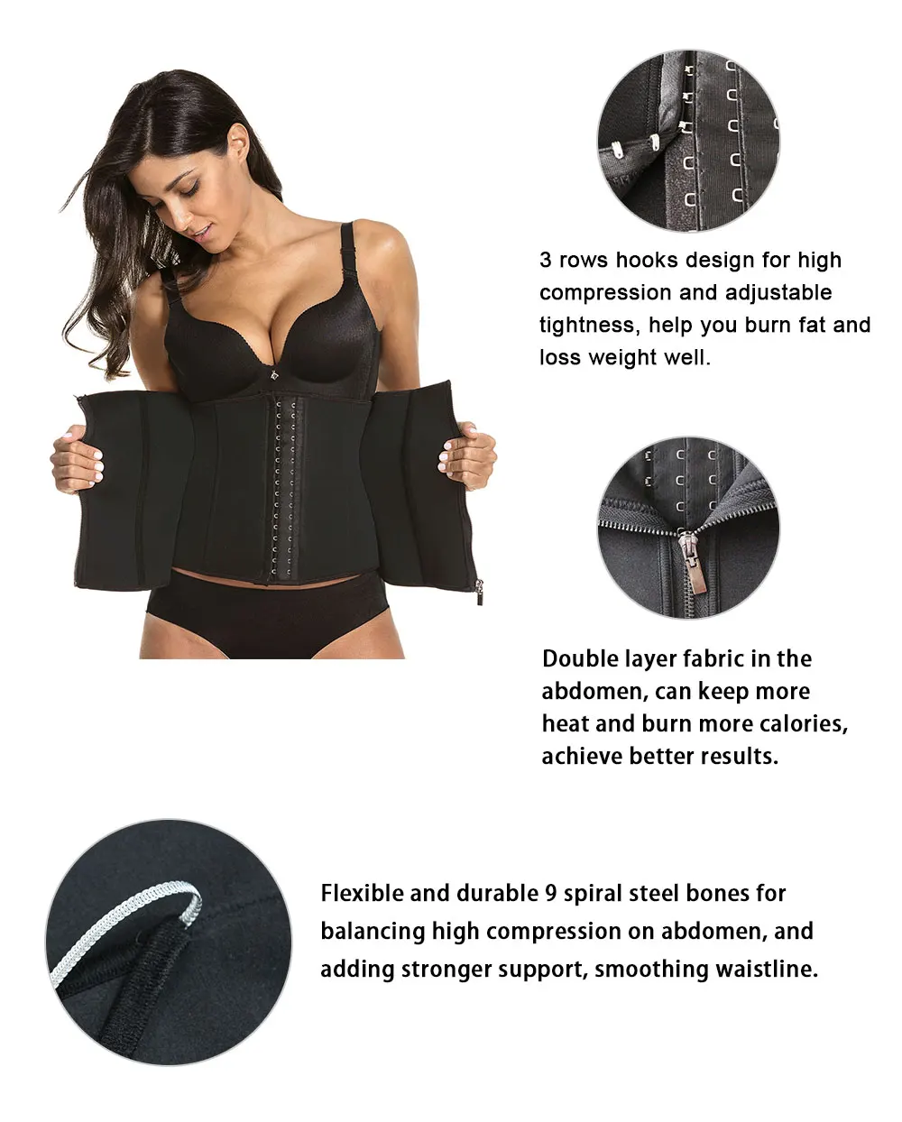 NB1455_01 Atbuty Neoprene Hot Waist Trainer Steel Bones Sweat Body Shaper Hooks and Zipper Corset Keep Warm Shapewear (6)