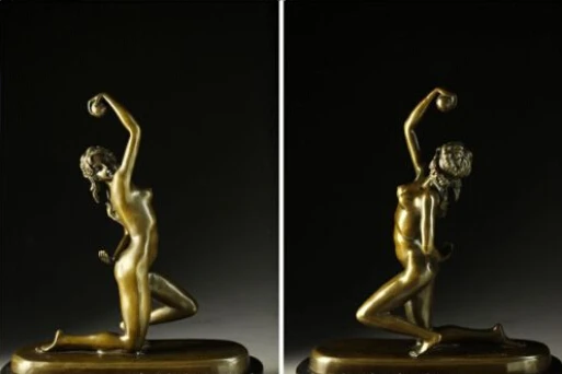 

Art Deco Sculpture Sexy Beautiful Naked Woman Nude Girl Hold Ball Bronze Statue decoration bronze factory outlets