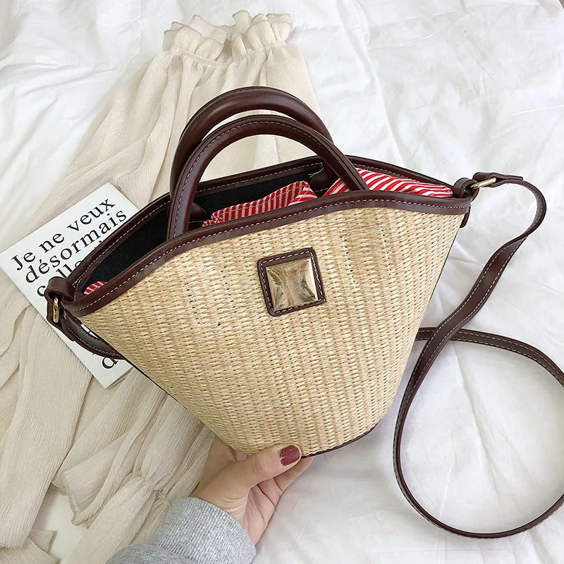 

Female Straw Beach Tote Bag Crossbody Bag For Women 2019 Summer Wicker Designer Handbag Ladies Rattan Shoulder Messenger Bag Sac