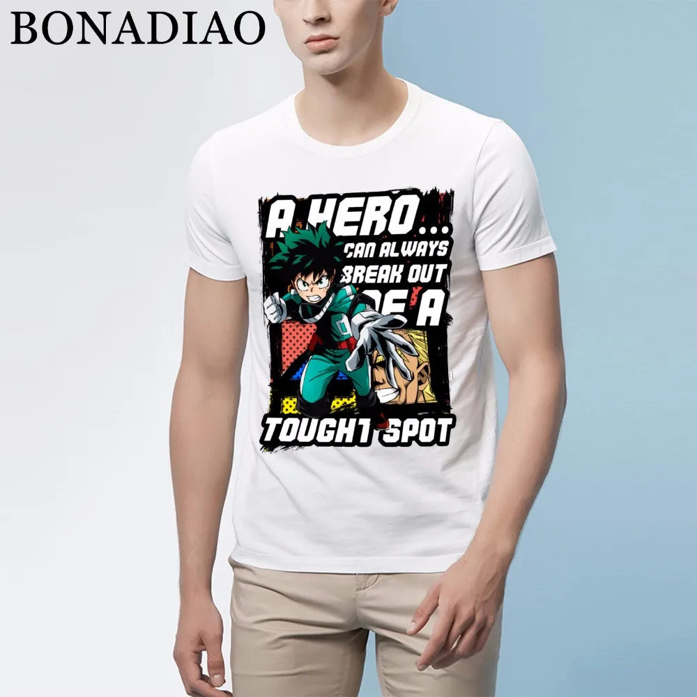 

Anime Boku No Academia T Shirt My Hero Academia All Might Midoriya Izuku Bakugou Katsuki Boom Man T Shirt Free Shipping