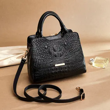 

QIAOBAO Alligator Womens Bags Famous Brand Leather Female Crocodile pattern Shoulder Bag Designer Handbags Women Handbag