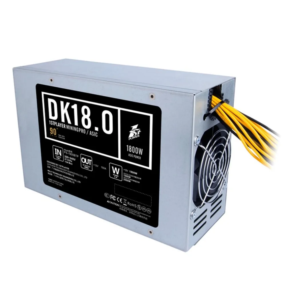 

PS-1600BTP Low Noise Mining PSU 1800W High Power Basic PC Bitcoin Mining Power Supply with 2pcs 8cm Cooling Fan & SGCC Case