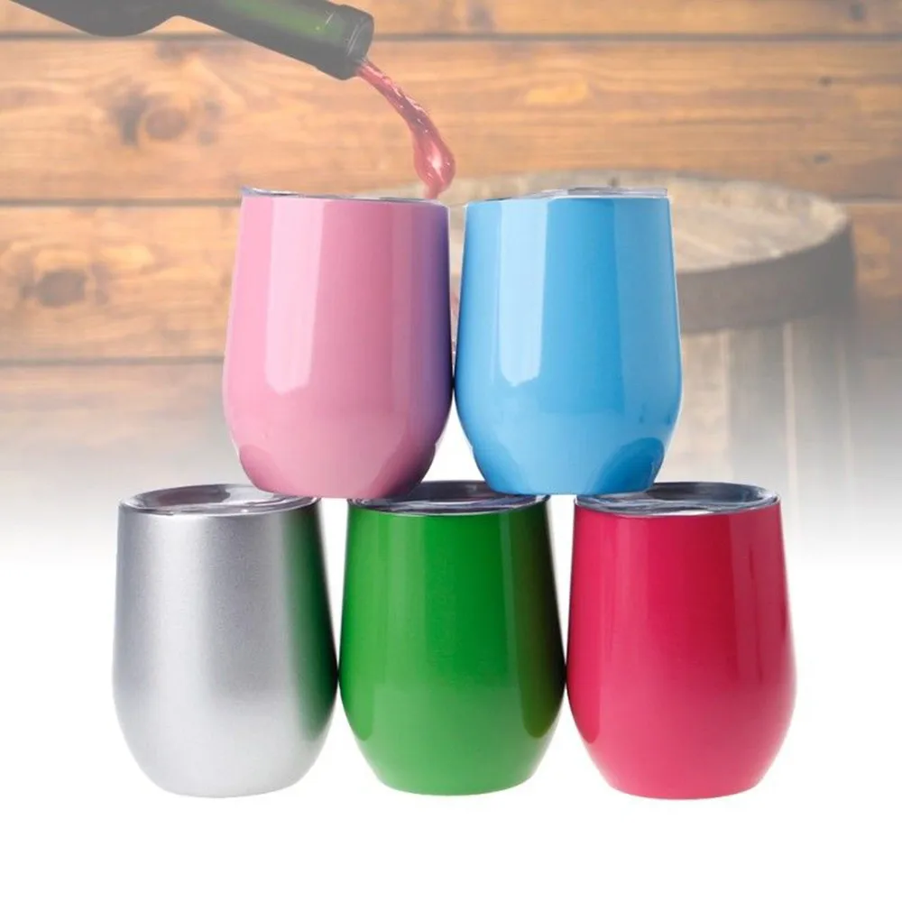 Stemless Wine Cup Stainless Steel Insulated Egg Shape Beer Drinking Cup