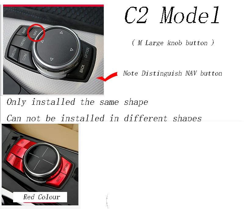 Стайлинга автомобилей мультимедиа пуговицы крышка Стикеры рамка-накладка украшения для bmw f30 f10 f20 f25 f07 x1 x3 x5 x6 1/2/3/4/5/6/7 серии - Название цвета: C2 Model Red