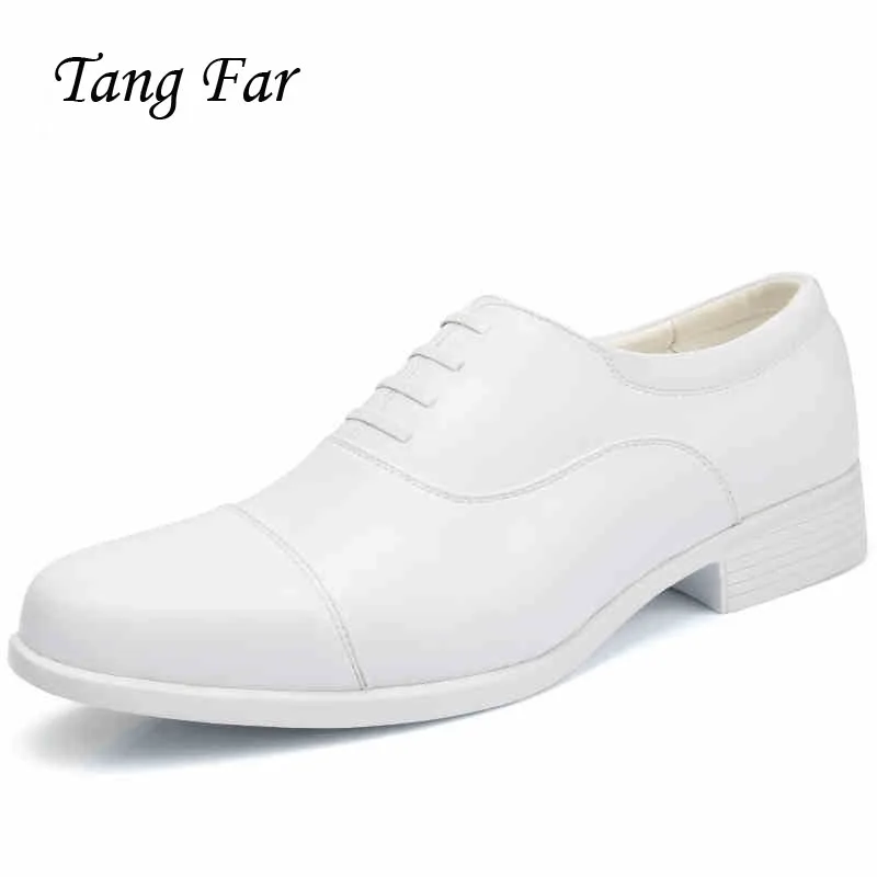

Big Size Performance White Leather Shoes Men Three Joint Military Shoe Mens Wedding Shoes Solid Oxfords Wear-Resistant