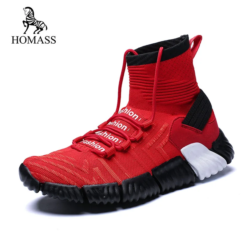 

HOMASS New Sock Shoes Men Sneakers Casual Shoes Lace Up Tenis Masculino Adulto Footwear Basket Breathable Male Shoes Big Size 46