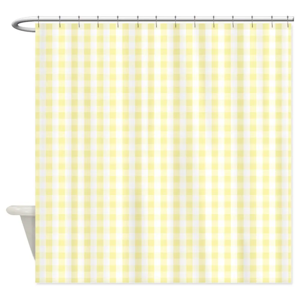 Light Pastel Yellow White Gingham Pattern Shower C Light Pastel Yellow White Gingham Pattern Shower C