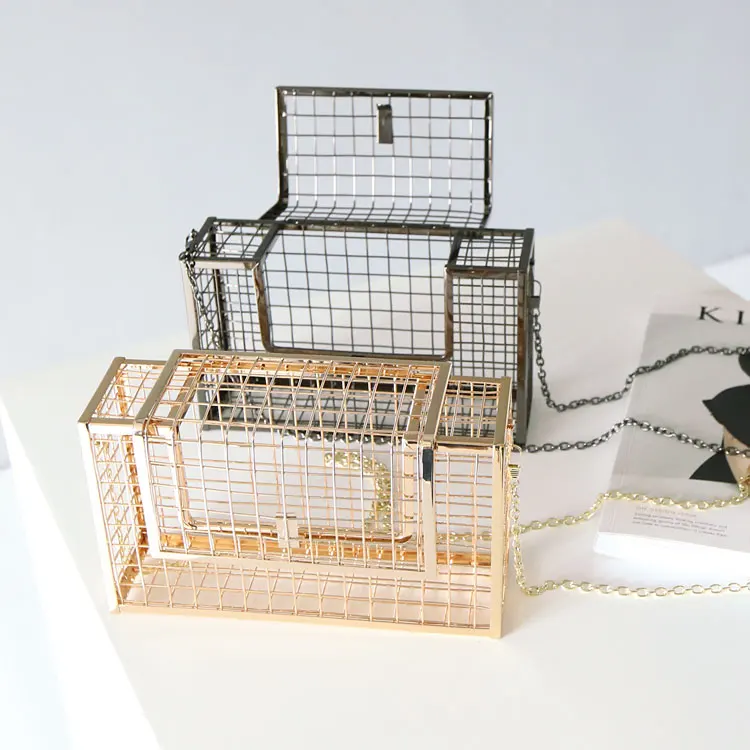 

Unique fashion design personality hollow metal cages party clutch evening bag shoulder bag ladies handbag messenger bags purse