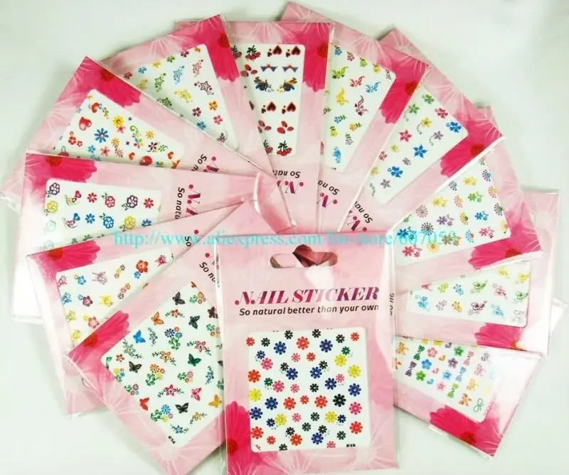 

48pcs(12designs) x 3D Nail Art Sticker Nail Decals for Nail Decoration -Free Shipping