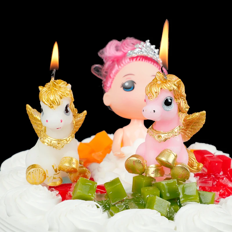 

Unicorn Model Art Cake Candles Safe Flames Pony Candle Kids Birthday Party Supplier Bride Wedding Home Decoration