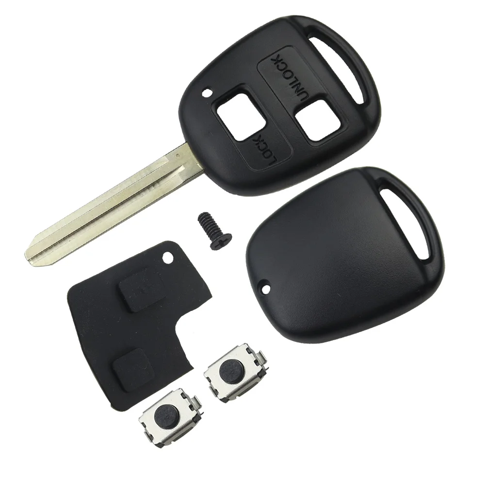 

New Car Key Shell Case 2 Button Remote For Toyota Yaris Prado Tarago Camry Corolla TOY43 Blade +Rubber Button Pad +Switches