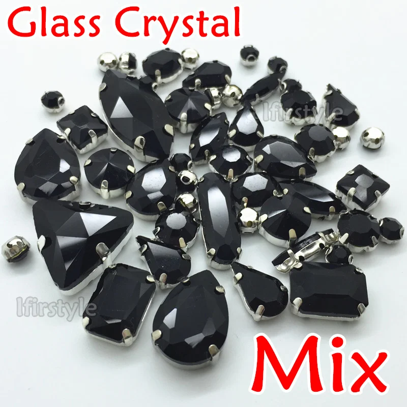 

Jet Black Color Sew On Glass Fancy Stone with claw setting Navette,Teardrop,Rivoli,Rectangle,Oval Many Shapes Sewing Crystals