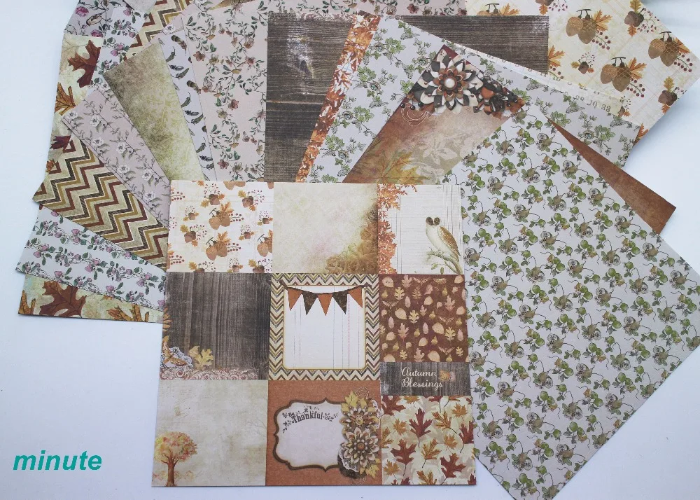 

24 sheets/set Albums Scrapbook Autumn Garden Handbook Card Making Background Paper 6 Inch Single Side Maple Leaf Pattern Paper