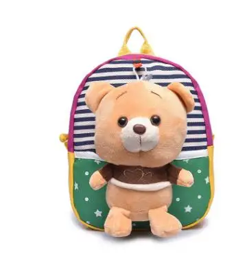 Plush backpacks toy bear Kids plush bags Dolls&Stuffed Toys Baby kindergarden School Bags children mochila for 2-5years - Цвет: green bear