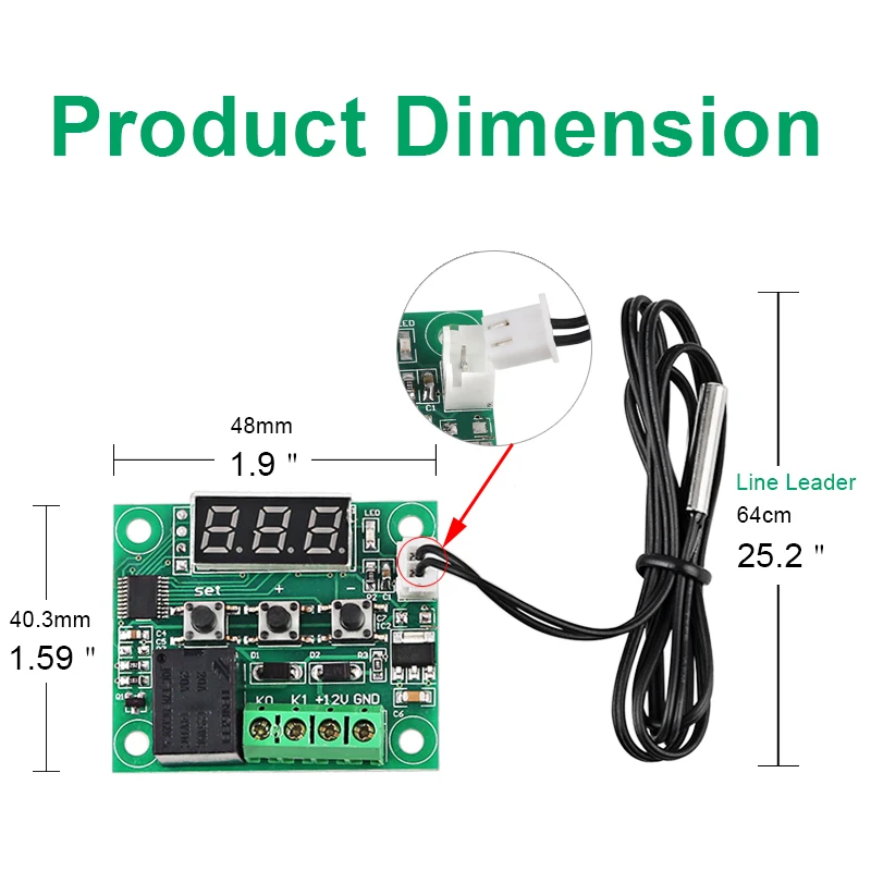 W1209 светодиодный цифровой термостат контроль температуры Лер термометр управление модуль переключателя DC 12 В NTC Датчик реле метеостанция