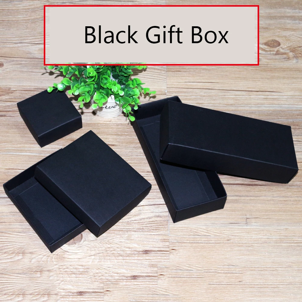 10pcs 10 sizes Black Kraft paper gift Cardboard Box Packaging box black