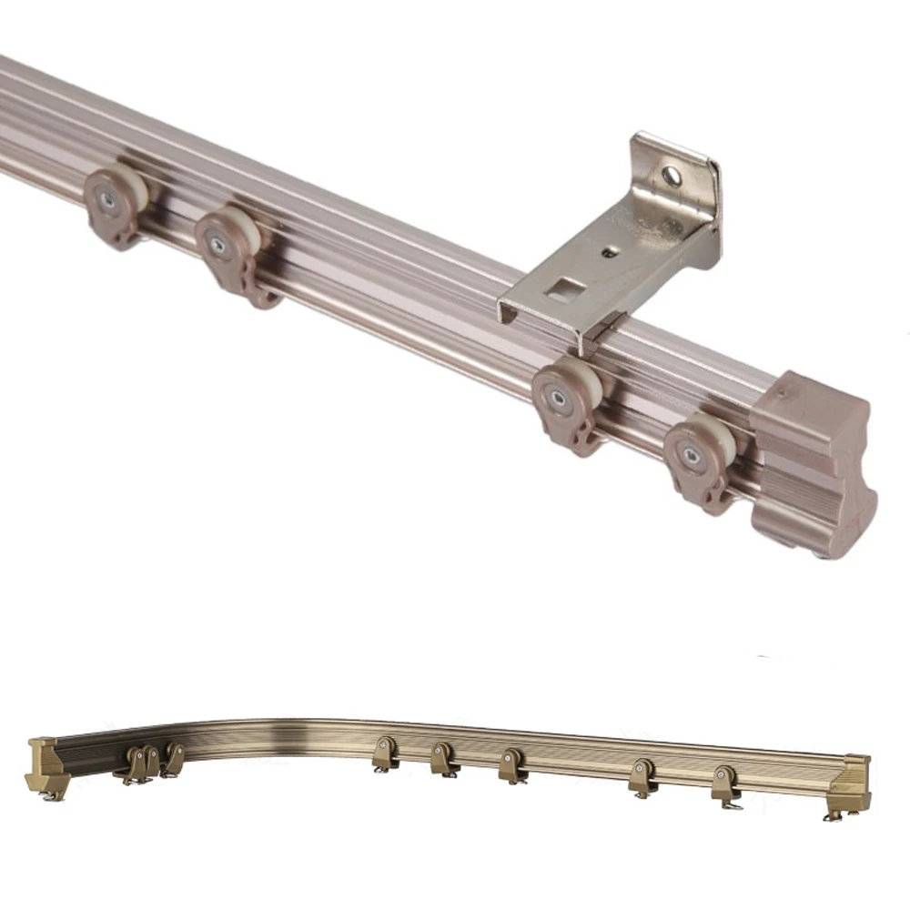 

Aluminum Metal Alloy Bendable Window Tracks Curtain Poles Brown