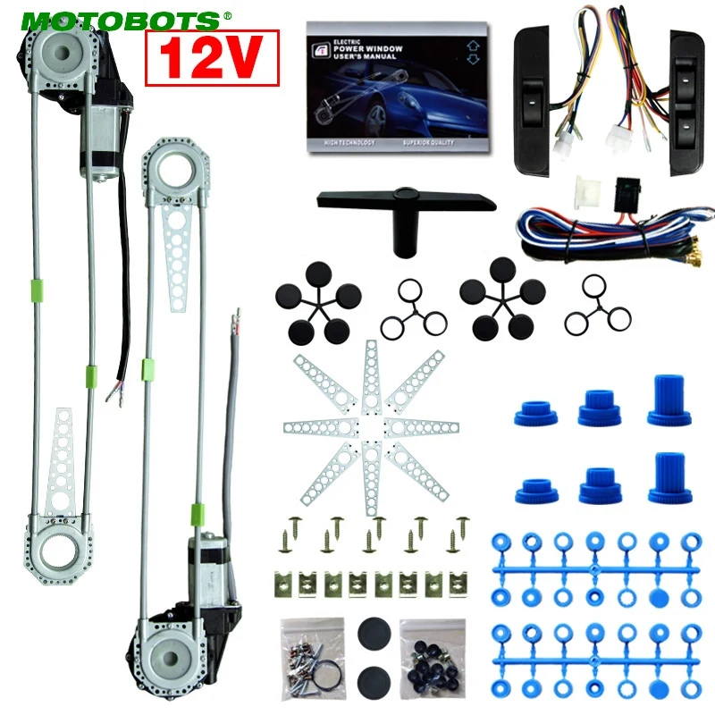 

MOTOBOTS Car Auto Universal 3pcs/Set Switches and Harness + 2-Doors Electric Power Window Kits #HQ3437