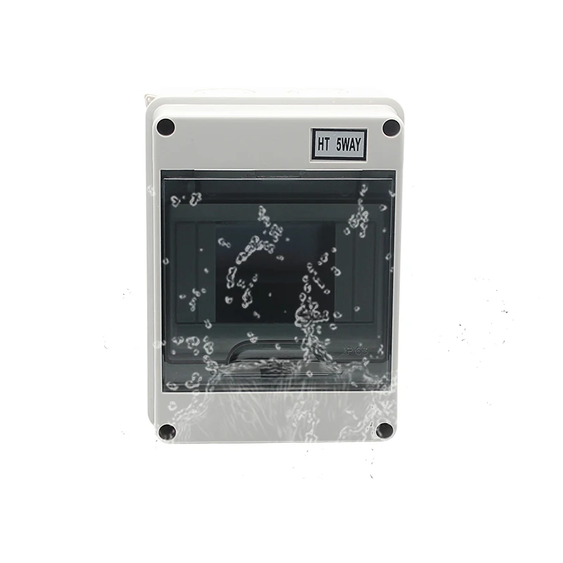 

HT Series 5Way IP65 Waterproof and Dustproof Distribution Box MCB BOX ABS PC Material for Circuit Breakers Indoor on the Wall