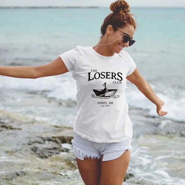 

BTFCL Women T Shirt 2019 Summer New THE LOSERS CLUB DERRY ME EST 1958 Beach Style Women Tshirt Funny T Shirts Kyku